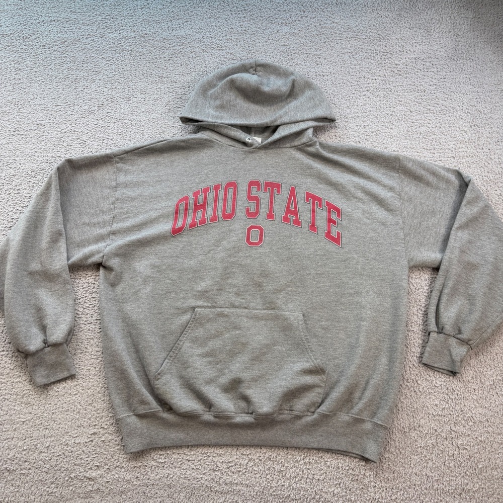 Vintage Jerzees Ohio State Buckeyes Hoodie XL Grey Super Sweats 90s NCAA